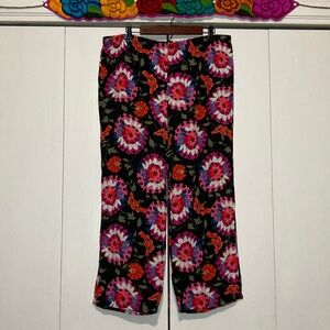 Josie Natori XL Black Moody Floral Bold Print Wide-Leg Pajama Sleep Pants